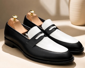 Mocassins noirs en cuir pleine fleur faits main | Chaussures habillées pour homme