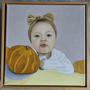 Portrait personnalisé peinture à l'huile à partir d'une photo, portrait peint à la main sur commande, portrait de bébé, portrait d'animal de compagnie, occasion spéciale/cadeaux personnalisés