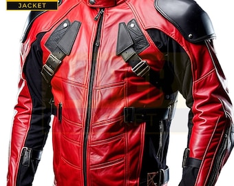 Vtg 70s British Red & White Leather Cafe Racer Motorcycle Jacket