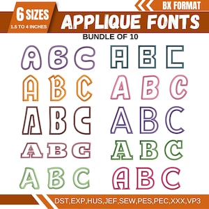 Applique Font Embroidery, Applique Alphabets, Machine Embroidery Design, BX Format, Alphabet PES Font, Uppercase, 6 sizes - Instant Download