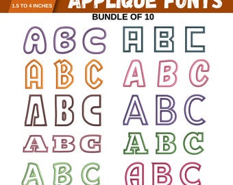 Applique Font Embroidery, Applique Alphabets, Machine Embroidery Design, BX Format, Alphabet PES Font, Uppercase, 6 sizes - Instant Download