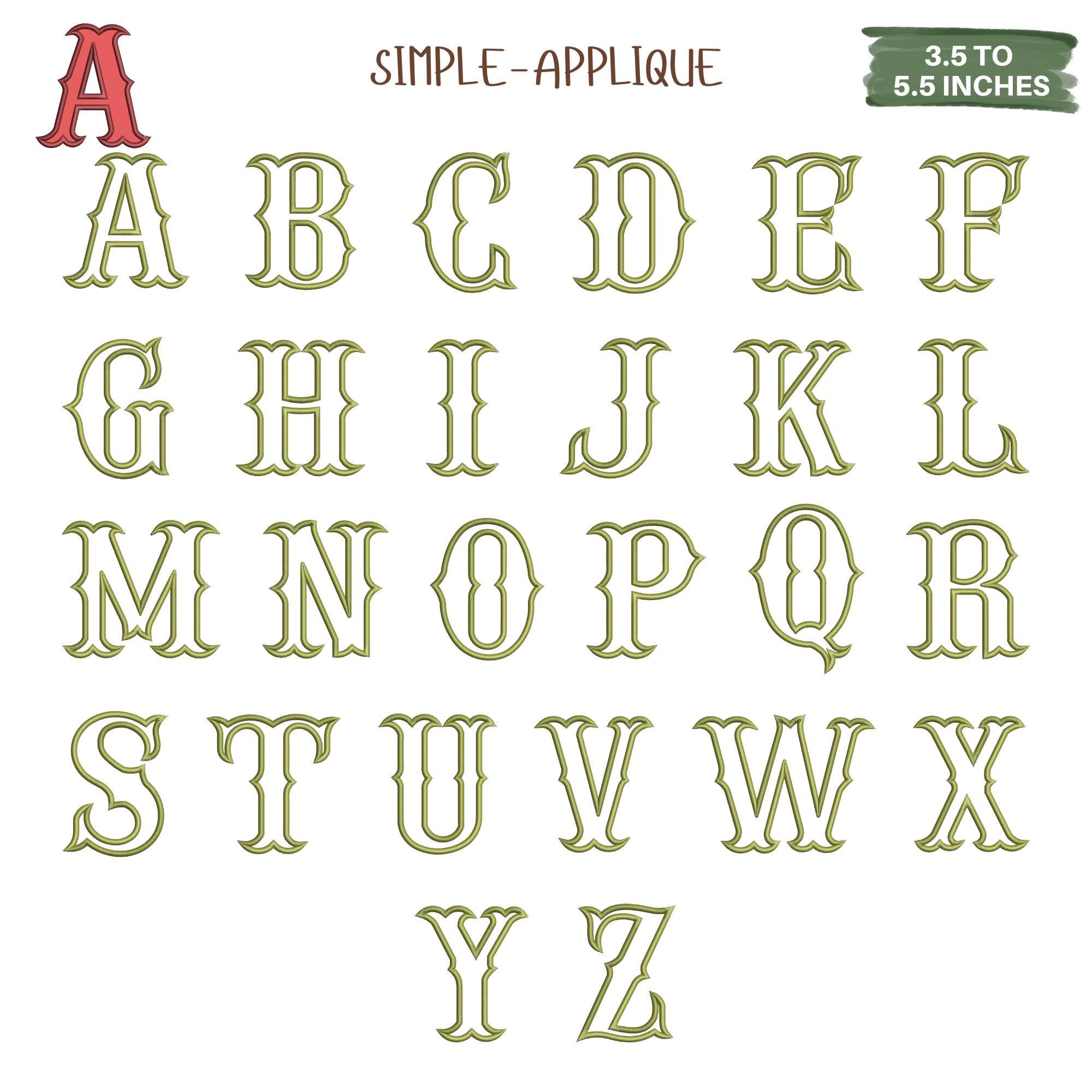 Fishtail Embroidery Monogram Font, 2 Color Monogram Font, Puff Monogram ...