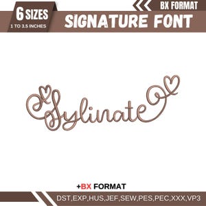 BX Cursive Machine Embroidery Font, Monogram Script Alphabet, Satin Stitch Font, PES, DST, Boho Signature Font, 6 Sizes, Instant Download