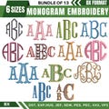 BX Monogram Embroidery Designs, Fishtail Monogram Machine Embroidery Font, 6 Sizes, Modern Classical, Diamond, Circular, Instant Download