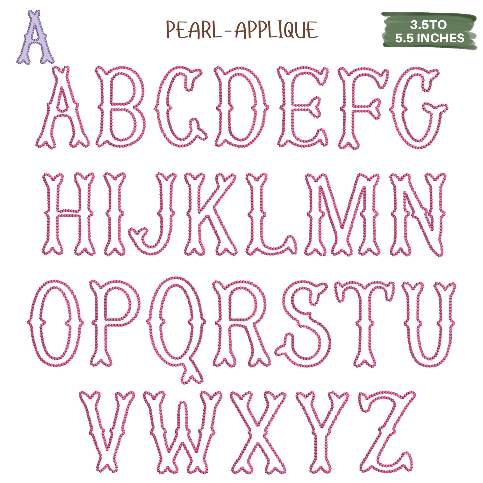 Fishtail Embroidery Monogram Font, 2 Color Monogram Font, Puff Monogram ...