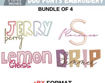 BX Duo Script Embroidery Machine Designs, Cursive Monogram, Include 2 Font Style Script, Bold Block Font, 6 Size, Instant Download