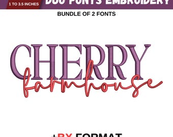 BX Duo Font Machine Embroidery, Signature Duo Font with tails, Block Font Embroidery, Script Font, 6 Sizes, PES DST etc, Instant Download