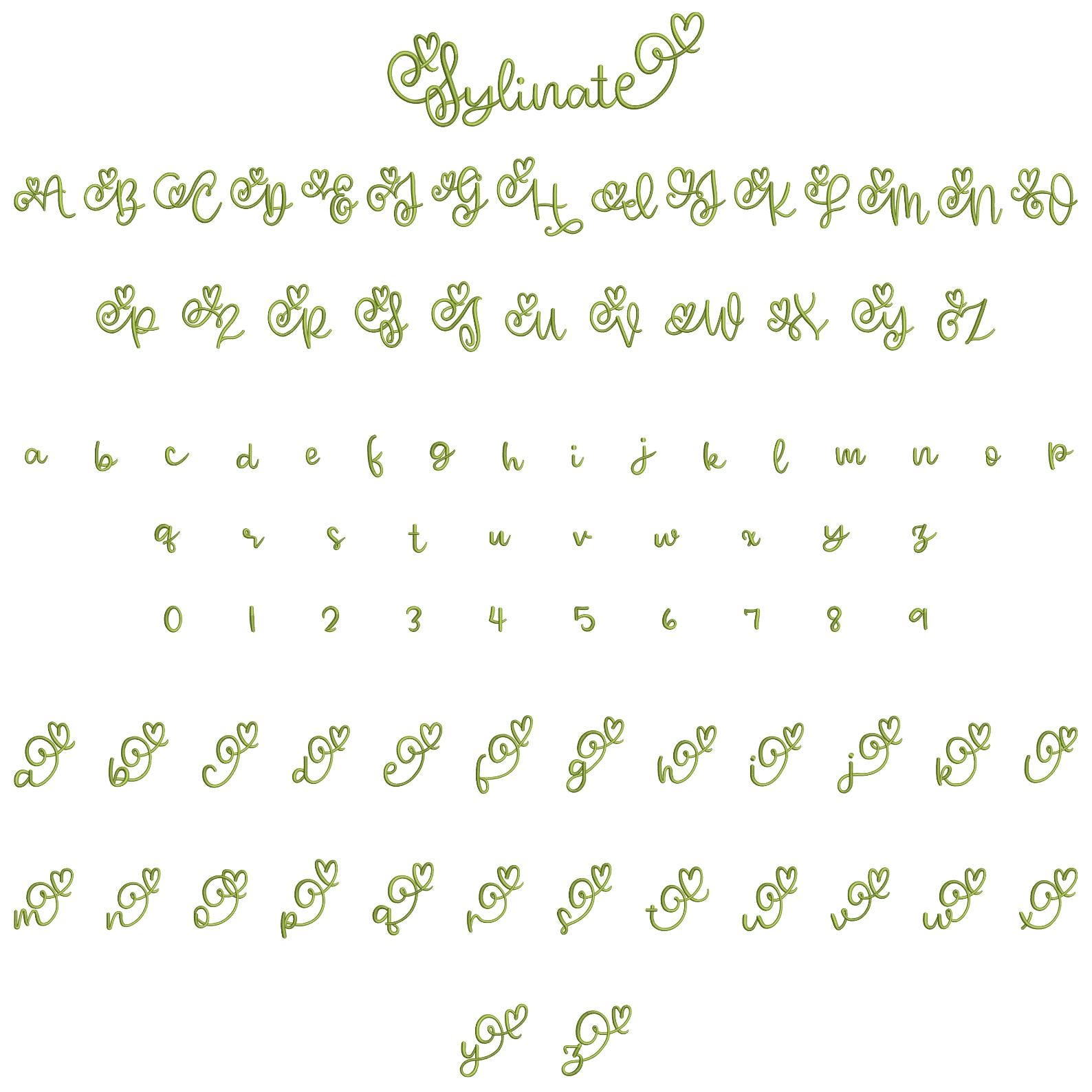 BX Cursive Machine Embroidery Font, Monogram Script Alphabet, Satin ...