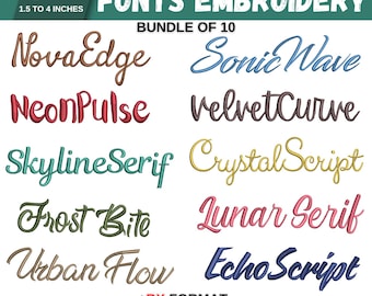 BX Cursive Machine Embroidery Font, Monogram Script Alphabet, Satin Stitch Font, PES, DST, Boho Signature Font, 6 Sizes, Instant Download