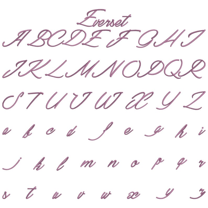 BX Cursive Machine Embroidery Font, Monogram Script Alphabet, Satin ...