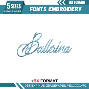 Fonte para bordado à máquina BX Cursive, alfabeto monograma, fonte em ponto cetim, PES, DST, fonte de assinatura Boho, 5 tamanhos, download instantâneo