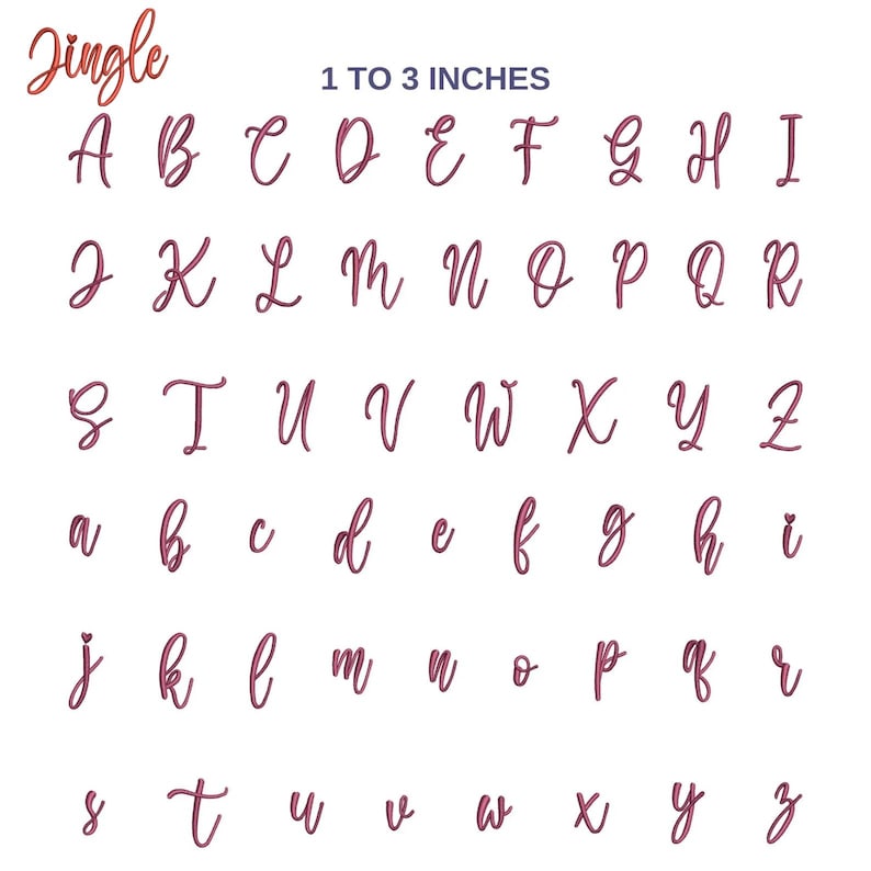 Deep Cursive BX Cursive Machine Embroidery Font, Monogram Script Alphabet, Satin ...