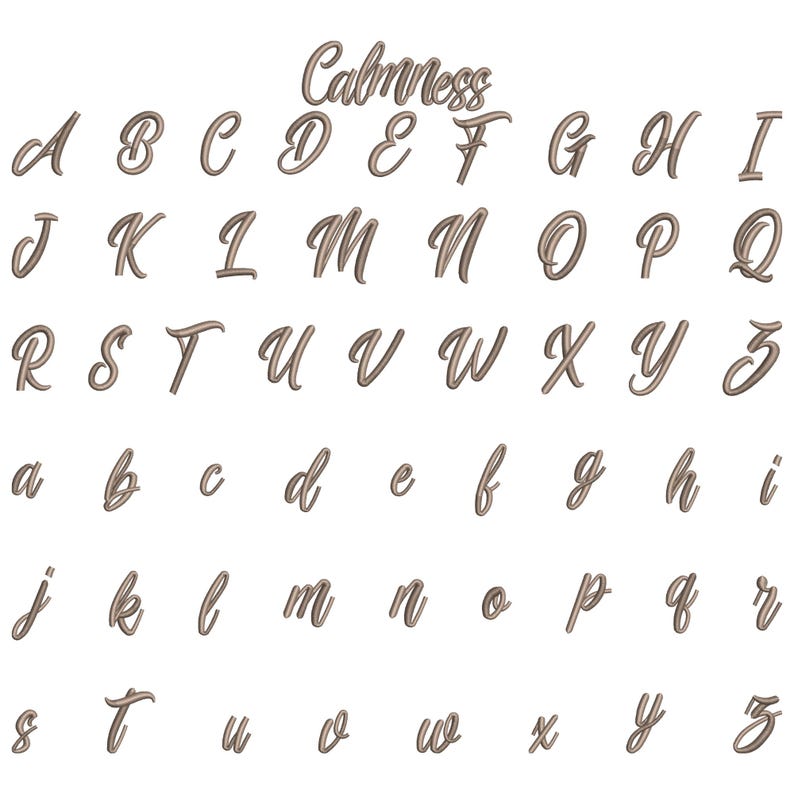 BX Cursive Machine Embroidery Font, Monogram Script Alphabet, Satin ...