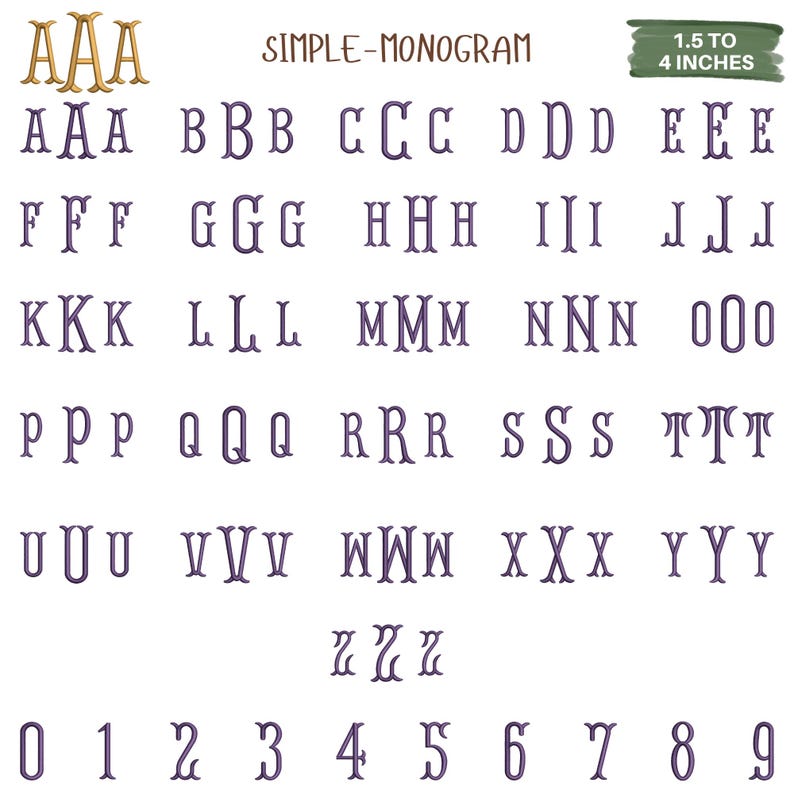 Fishtail Embroidery Monogram Font, 2 Color Monogram Font, Puff Monogram ...