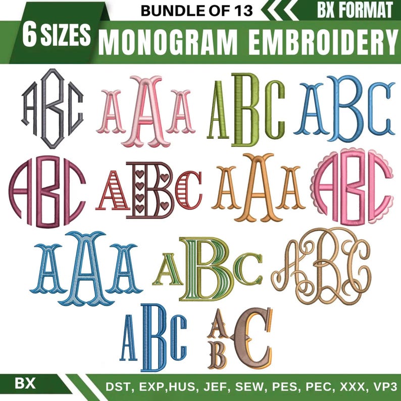 Méga pack de polices de broderie BX, alphabets pour broderie machine ...
