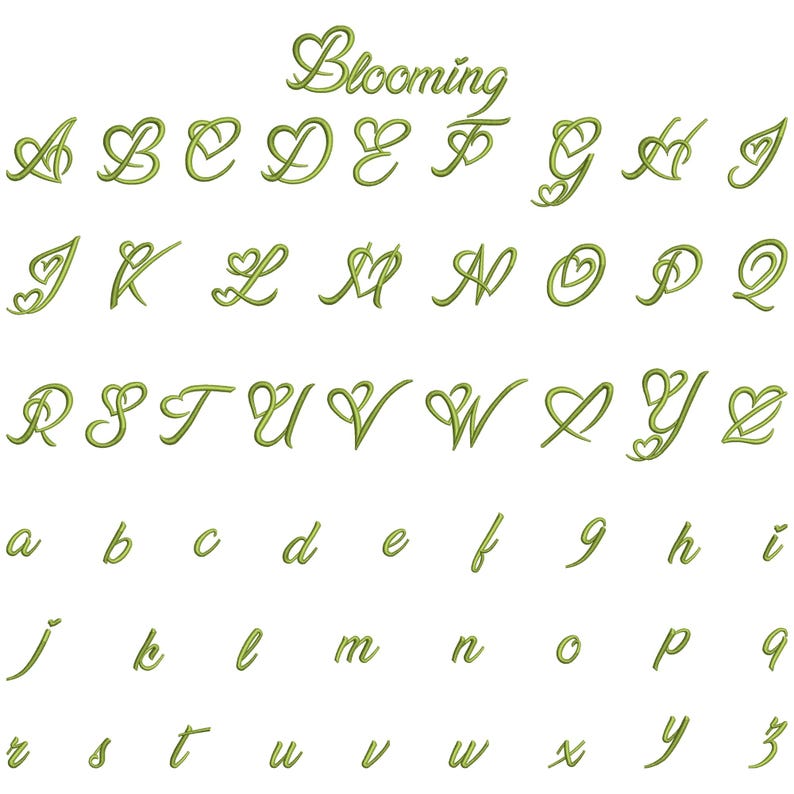 BX Cursive Machine Embroidery Font, Monogram Script Alphabet, Satin ...
