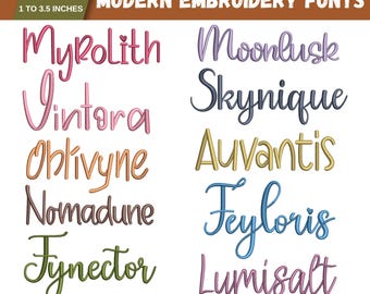 Moderne Schreibschrift Maschinenstickschrift, Monogramm Schreibschrift, Satinstich Schrift, PES DST, BKV Signaturschrift, 6 Größen, Instant Download
