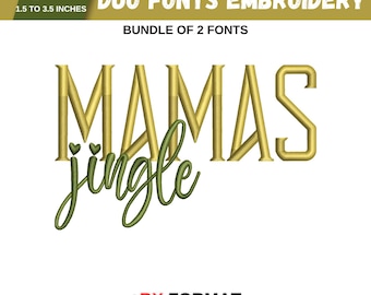 BX Farmhouse Duo Script Embroidery Machine Designs, Cursive Monogram, Include 2 Font Style Script, Bold Block Font, 5 Size, Instant Download