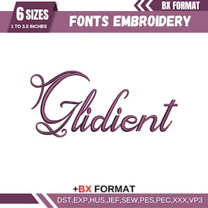 Fonte de bordado de máquina cursiva BX, alfabeto de script de monograma, fonte de ponto de cetim, PES, DST, fonte de assinatura Boho, 6 tamanhos, download instantâneo