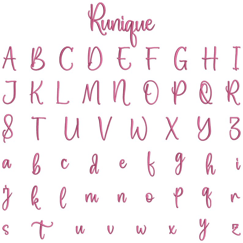 BX Cursive Machine Embroidery Font, Monogram Script Alphabet, Satin ...