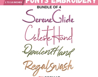 BX Cursive Machine Embroidery Font, Monogram Script Alphabet, Satin Stitch Font, PES, DST, Boho Signature Font, 6 Sizes, Instant Download