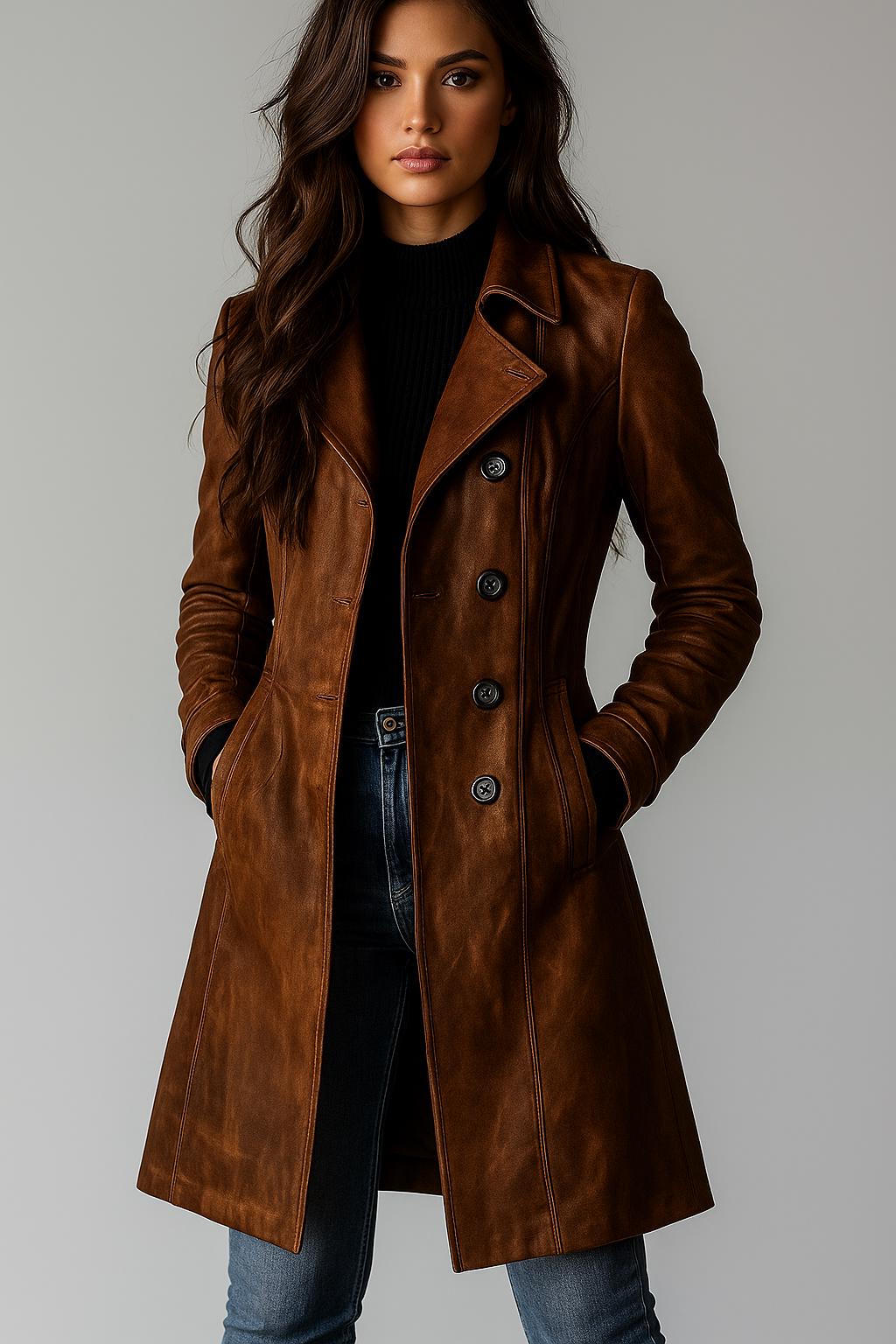 Leather Jacket Armani Jeans Trenchcoat Damen Women's Leather
