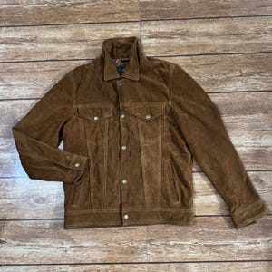 Men&#39;s Suede Leather Jacket | Handmade Goatskin Brown Suede Biker & Jeans Jacket | Classic Western Cowboy Shirt