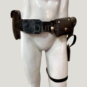 Mandalorian Leather Belt with Holster & 4 Pouches | Inspired by Star Wars Cosplay Belt | Book of Boba Fett Genuine Leather Costume Accessory