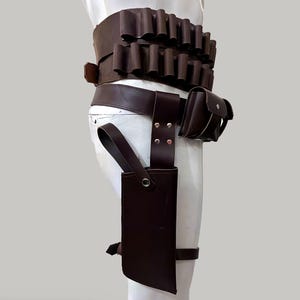 Boba Fett Mandalorian Inspired by Star Wars Cosplay Prop Leather Belt Holster, 3 Belts with Holster Sci-Fi Book of Boba Fett Costume.