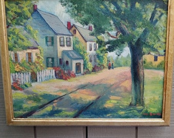 Vintage Oil On Board Impressionist Painting Listed PA. Artist William Zwikl Walter E. Baum School 1940s