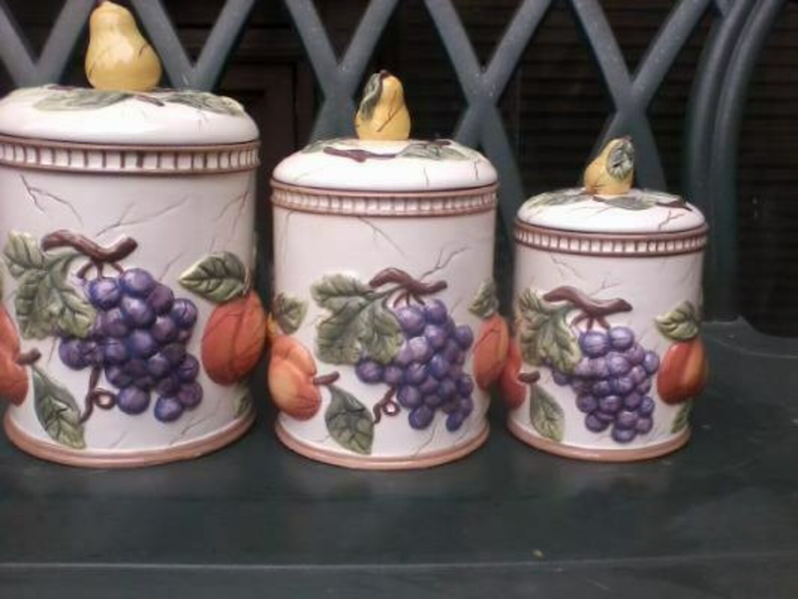 Vintage SET Three Ceramic Flour Coffee Sugar CANISTER SET Hand Etsy