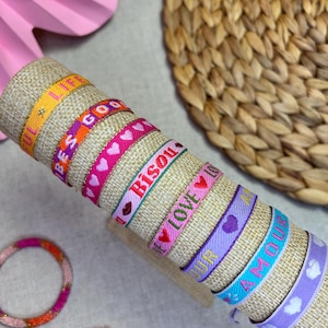 Festival Armbänder bunt | Stoff Armband | Freundschaftsbänder | Ibiza Armband Boho Bali | Armbänder JGA | Textarmband Damen l rosa pink
