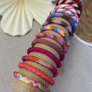 Pulsera enrollable de cuentas de vidrio | Pulsera colorida para mujer | Joyería | Pulsera de cuentas