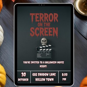 Halloween Horror Movie Night Invitation: Spooky Party Invite (Digital Download