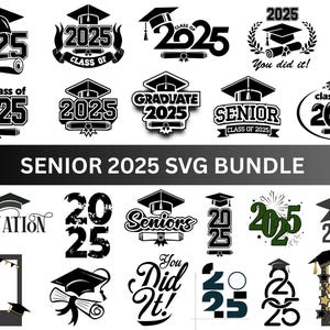 Senior 2025 SVG-Bundle, Proud Graduate 2025 SVG, Abschlussfeier SVG, Seniorenklasse von 2025 SVG, Klasse von 2025 svg, Staffelungs-Shirt svg, Klasse von 2025