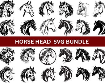 Paquete SVG de caballo, SVG de caballo, Silueta de caballo, SVG de cabeza de caballo, SVG de animal, Vector de caballo, archivos de corte para silueta de Cricut, Descarga instantánea