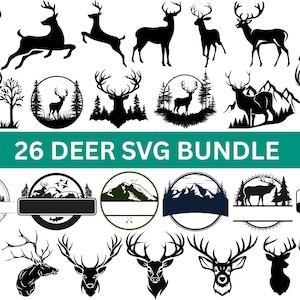 Deer SVG Bundle,Deer head vector Svg Png File,Deer cut files,svg files for cricut,Deer in the Forest svg,Laser Cut files,Instant Download