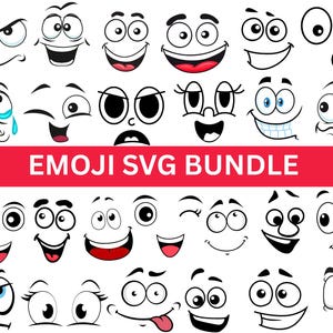 Emoji face svg bundle|Cartoon Emotion Faces SVG Bundle|Kawaii Face SVG|Cute Funny Face SVG|cartoon face clipart|Smiley Face Svg Bundle|