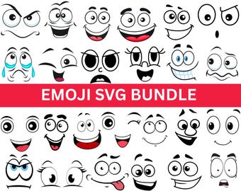 Emoji face svg bundle,Cartoon Emotion Faces SVG Bundle,Kawaii Face SVG,Cute Funny Face SVG,cartoon face clipart,Smiley Face Svg Bundle