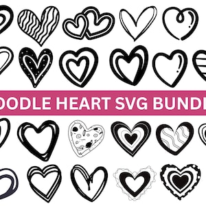 Doodle Hearts SVG|Hand Drawn Heart svg|Heart Svg Cut Files For Cricut|Sketch Heart Svg|Love Svg|Valentine Svg|Heart Clipart|Silhouette file|