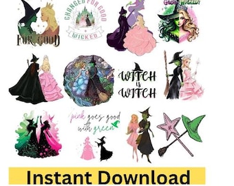 Wicked Halloween SVG Bundle| Wicked Clipart Bundle | 12 PNG Sublimation Files |Elphaba & Glinda Inspired Art|Musical Clipart |Commercial Use