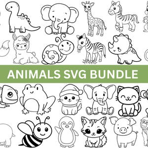 Cute animals outline SVG,Safari animals outline SVG,African jungle animal,woodland animals png,kawaii animals clipart,svg,dxf,png cricut