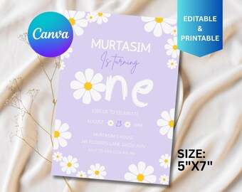 Daisy Birthday Invitation: Editable Girl Flower Party Invite (Digital File)