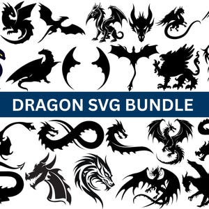 Dragon SVG Bundle|Dragon Graphics cut files for Cricut|Dragon Silhouette|Tribal Dragon Clipart|Dragon Tattoo Svg|Instant Digital download|