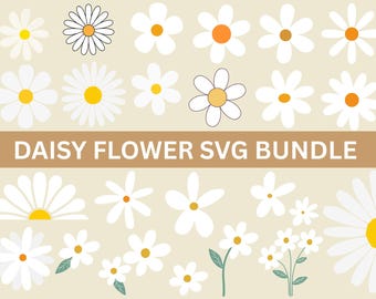 Daisy Svg Bundle, Daisy Flower Svg, Daisy Clipart, Daisy Svg simple, Daisy couper fichier, Svg printemps été, Silhouette Daisy, fichiers Svg pour Cricut