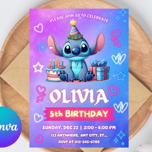 Stitch Birthday Invitation Template | Kids Birthday Invite | Stitch Invitation | Stitch Party Mobile Invitation | Digital Invitation