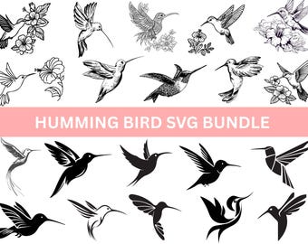 Paquete SVG de colibrí, colibrí floral, archivos de corte para Cricut y grabado láser, clipart de colibrí, descarga digital, archivo Cricut