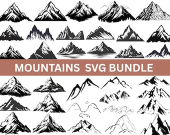 Mountains Bundle Svg,Mountain Svg Hand Drawn,Mountains File For Cricut,Outdoors Adventure Svg,Svg For Cricut,Landscape Svg,Silhouette