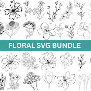 Floral Svg Bundle|Botanical Svg Bundle Cut File|Flower leaf|Floral Arrangement svg|Flower bouquet Svg|Files for Cricut|Floral Silhouette|