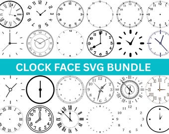 Clock Face Svg Bundle,Roman Numeral Clock,Modern Clock Face Design Bundle,Clock face svg cut files,Circle Watch Face Design File,Cricut